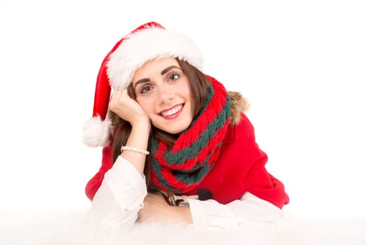 Happy and beautiful girl with freckles in Christmas