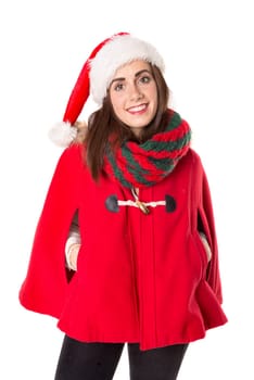 Happy and beautiful girl with freckles in Christmas