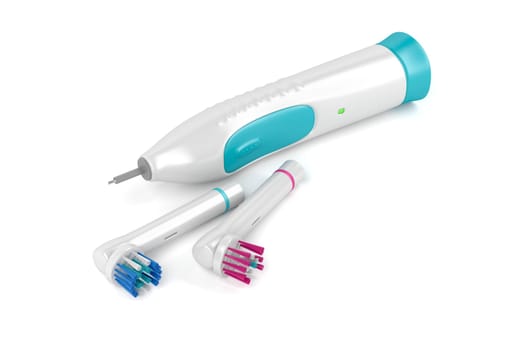 Electric toothbrush with two replacement brush heads