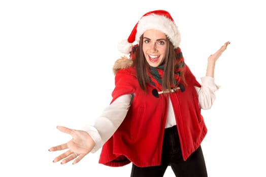 Happy and beautiful girl with freckles in Christmas