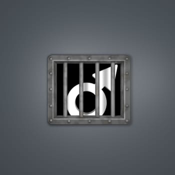symbol for male behind bars - 3d rendering