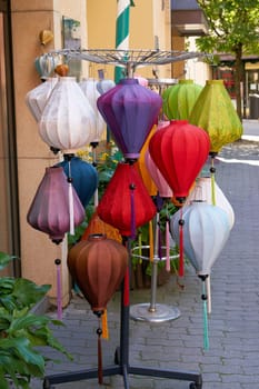 Lanterns in front of a shop in downtown Berlin