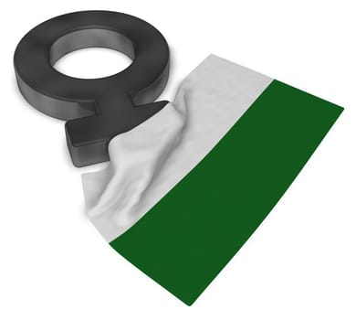 symbol for female and flag of saxony - 3d illustration