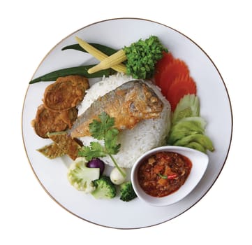 Rice with Thai Chilli Paste and Mixed Vegetable (Mix)..Clipping path (Dicut around Object) for work.