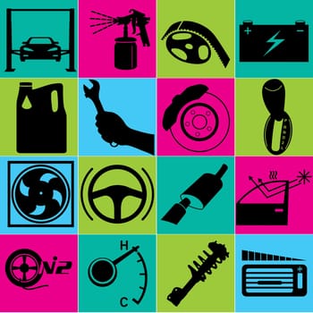 Car fix service sign color set. Vector design.