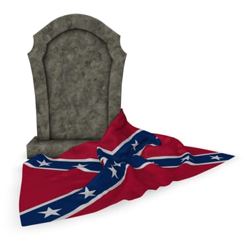 tombstone and flag of the Southern Confederate States of America - 3d rendering