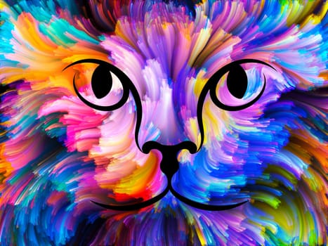 Cat Paint series. Backdrop composed of colorful feline portrait and suitable for use in the projects on art, imagination and creativity