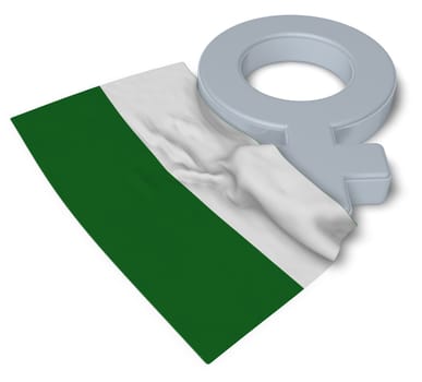 symbol for female and flag of saxony - 3d illustration