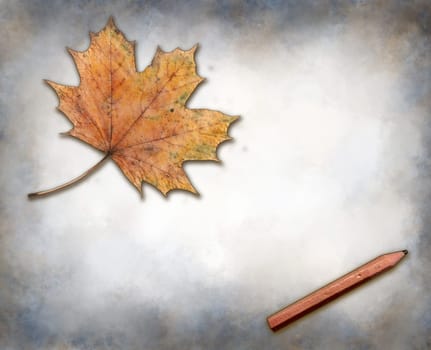 maple leaf and pencil maple leaf and pencil