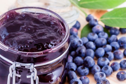 jam of blueberries fruits closeup,delicious dessert
