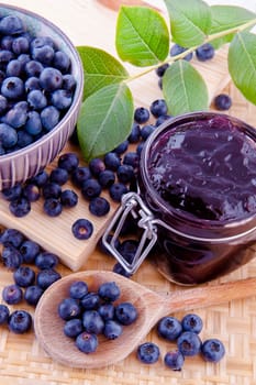 blueberry fruits jam in the kitchen on the table