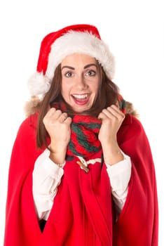 Happy and beautiful girl with freckles in Christmas