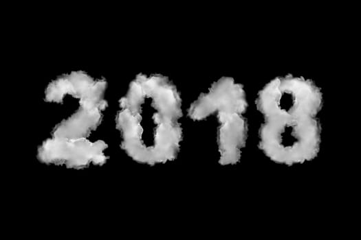 Smoke with 2018 shape on black background. Happy New Year 2018
