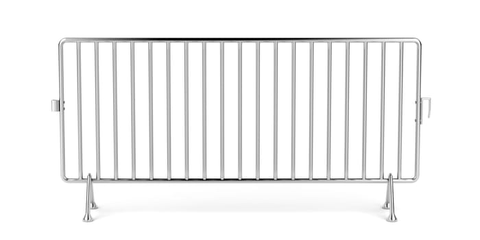 Mobile steel fence on white background