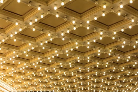 Marquee Lights on Broadway Theater Exterior Ceiling at night