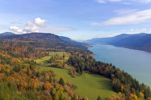 Washington State Fall Colors along Columbia River Gorge from Cape Horn Viewpoint USA America