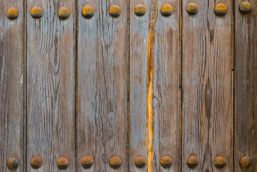 Old door texture with nails. Door background