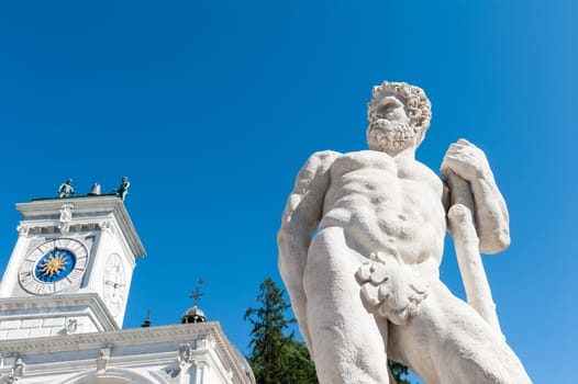 Statue of the 16 century. Statue of Hercules. Medieval art. Udine,Italy