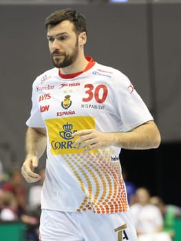 Gedeon Guardiola ( Spain,Rhein-Neckar Löwen) at the men's international match Germany against Spain on 28.10.2017 in Magdeburg
