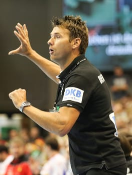Men's national handball coach Christian Prokop (DHB) at the men's international match Germany against Spain on 28.10.2017 in Magdeburg