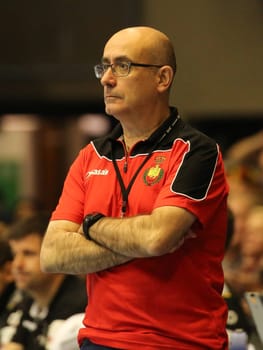 National coach Jordi Ribera (Spain) at the men's international match Germany against Spain on 28.10.2017 in Magdeburg