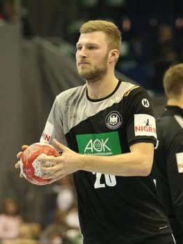 German handball player Philipp Weber (DHB, SC DHfK Leipzig) during the men's international match Germany against Spain on October 28, 2017 in Magdeburg