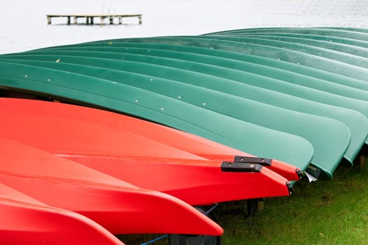 Canoes at a boat rental near Granzow in the Müritz National Park