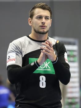 Handball player Yves Kunkel (DHB,SC DHfK Leipzig) at the men's international match Germany against Spain on 28.10.2017 in Magdeburg