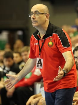 National coach Jordi Ribera (Spain) at the men's international match Germany against Spain on 28.10.2017 in Magdeburg