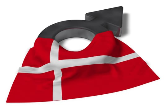 symbol for male and flag of denmark - 3d illustration