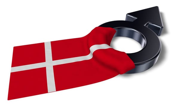 symbol for male and flag of denmark - 3d illustration