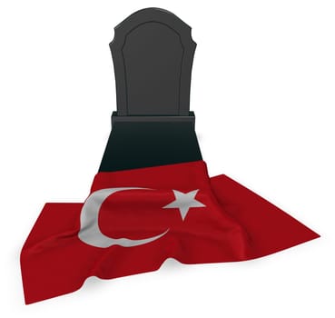 tombstone and flag of turkey - 3d rendering