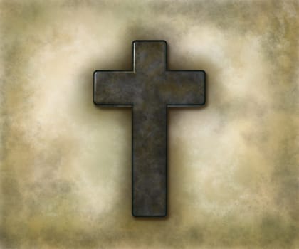 Christian cross on dirty background - 3d rendering