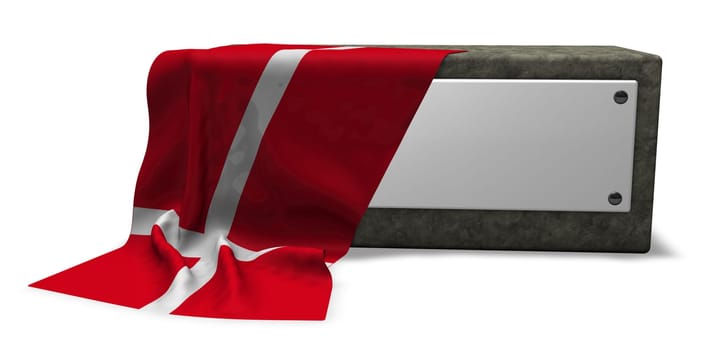 stone base with empty shield and flag of denmark - 3d rendering