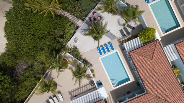 villa beach coast Bonaire island Caribbean sea aerial drone top view