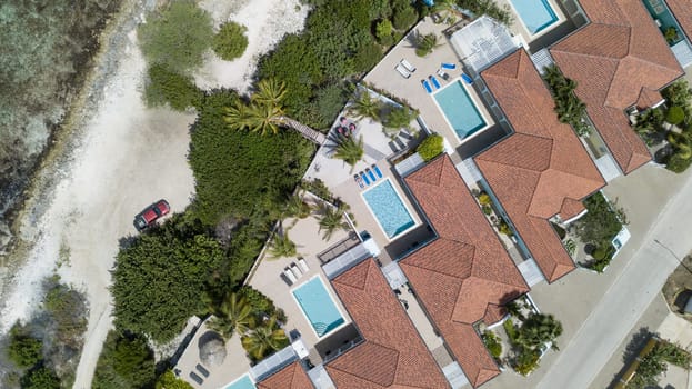 villa beach coast Bonaire island Caribbean sea aerial drone top view