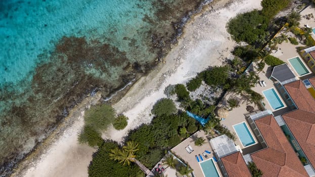 villa beach coast Bonaire island Caribbean sea aerial drone top view