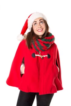 Happy and beautiful girl with freckles in Christmas