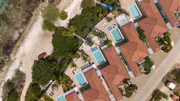 villa beach coast Bonaire island Caribbean sea aerial drone top view