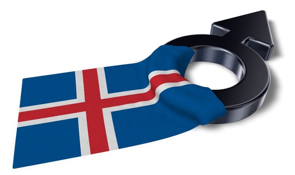 symbol for male and flag of iceland - 3d illustration