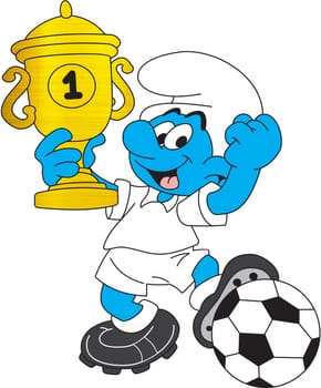 smurf character illustration football trophy