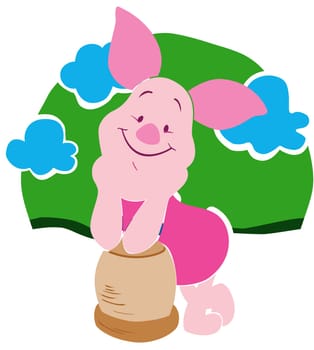 Piglet friend winnie bear illustration cartoon