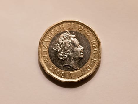 close up of brand new one pound coin uk sterling queen's head  essex  england  uk