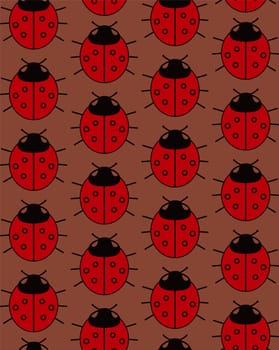 Abstract seamless red background design texture with lady-bird elements. Creative vector endless pattern with small shapes of ladybug. Simple soft geometrical tile image for textile.