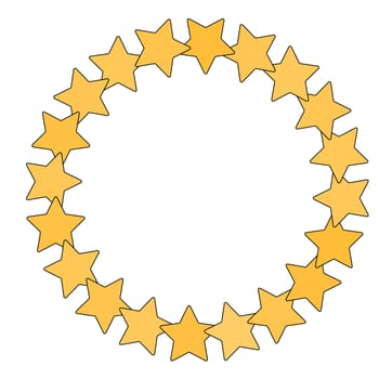 Star in circle shape. Starry vector border frame icon isolated on a white background