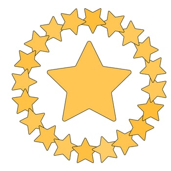Star in circle shape. Starry vector border frame icon isolated on a white background