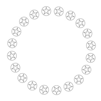 Star in circle shape. Starry vector border frame icon isolated on a white background