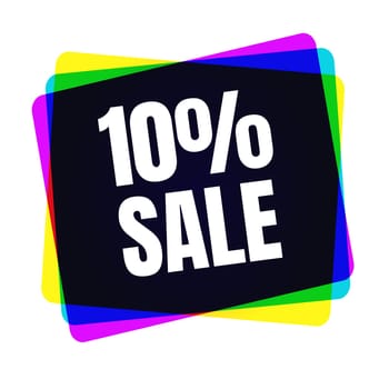 Special offer sale tag. 10% percent discount symbol retail. Colorful sticker sign price isolated from white background. Label in modern graphic style vector illustration.