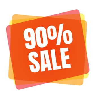Special offer sale tag. 90 percent discount symbol retail. Colorful sticker sign price isolated from white background. Label in modern graphic style vector illustration.