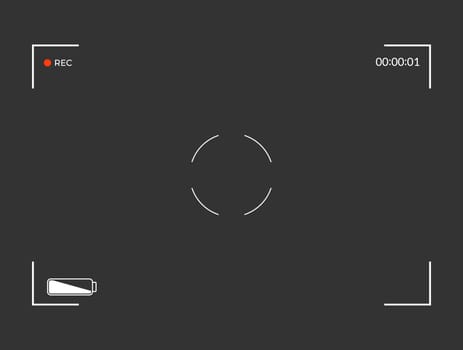 Black and white slr digital camera viewfinder. Camera back and focus frame view. Modern focusing screen. Vector illustration